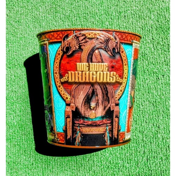 Dreamworks How To Train Your Dragon Round Metal Popcorn 8.5oz/2.5L Bucket EUC - Picture 1 of 6
